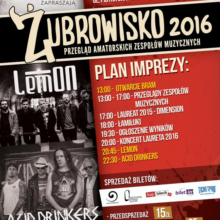 Żubrowisko 2016 LemON i Acid Drinkers -  ruszyła sprzedaż biletów
