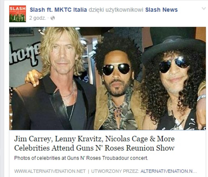 Jim Carrey, Lenny Kravitz, Nicolas Cage na koncercie Guns N’ Roses. Mamy setliste!!